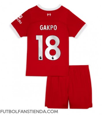 Liverpool Cody Gakpo #18 Primera Equipación Niños 2023-24 Manga Corta (+ Pantalones cortos)